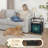 2 Drawers Nightstand with Charging Station, Bedroom Nightstand with USB Ports &amp; Outlets Open Shelf Black, night stand with Mystical Lotus Mandala Glowing Turquoise Gold Details Print