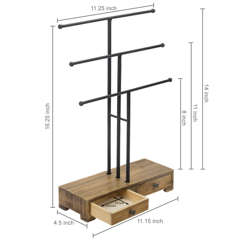 Wood Jewelry Stand + Drawers