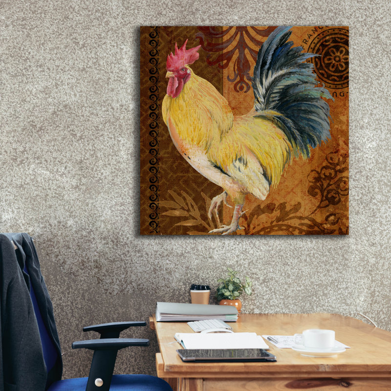 «Belle Rooster 2» par Art Licensing Studio, art mural sur toile, H 37 po x l 37 po x P 1,5 po