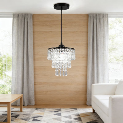 Petit lustre en cristal, plafonnier semi-encastré avec cristaux en forme de goutte d'eau pour couloir, vestibule, chambre à coucher et placard