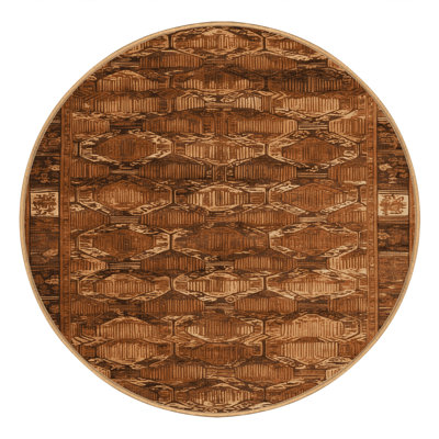 Machine Washable Art Deco Brown Area Rug