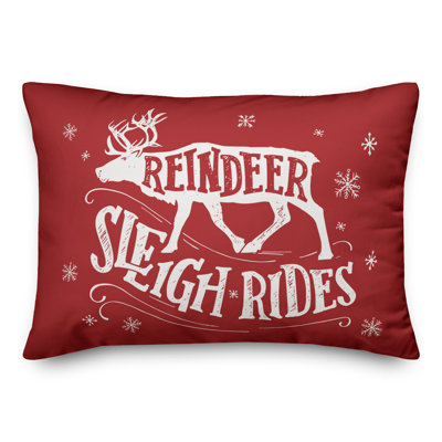  Reindeer Sleigh Rides Lumbar Pillow Cover