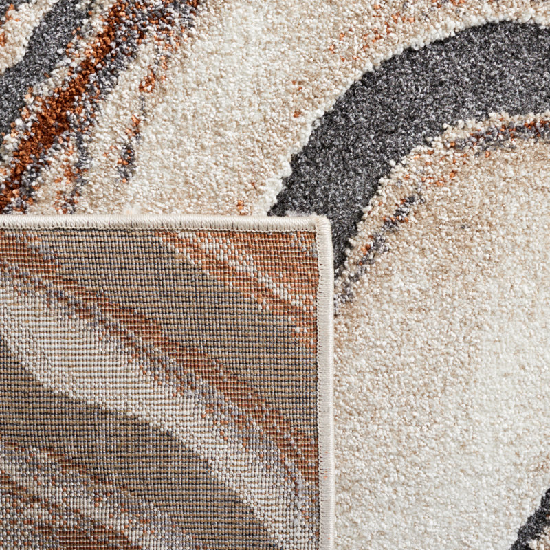 Tapis à poils longs Cyrus beige / rouille 138, Rectangle 5 pi 5 po x 7 pi 6 po