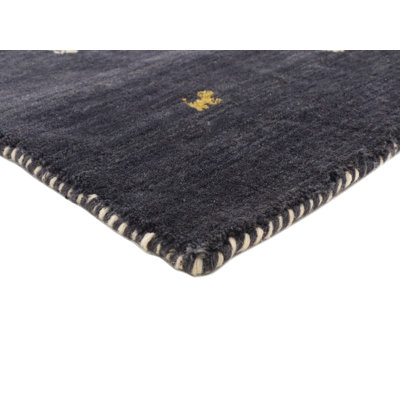 Handwoven Wool Gabbeh Uni Black Rug