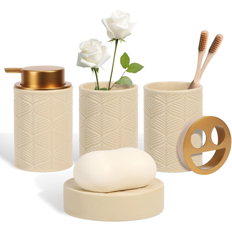Ceramic bathroom accessory set