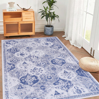 Tapis bleu lavable (bleu)