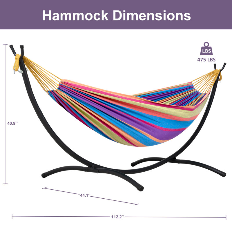 9,35 pi Ensemble de lit hamac d'extérieur pliable et portatif pour 2 personnes de style brésilien avec support, Non