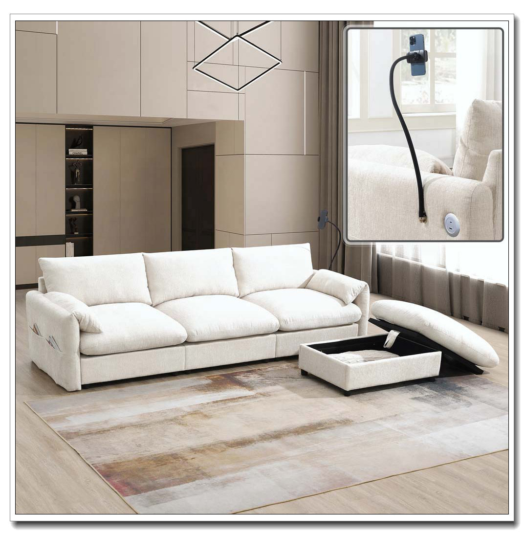 Latitude Run® 96.5'' L-Shaped Sectional Sofa With Storage Ottoman And ...