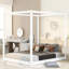 Grand lit à baldaquin blanc avec pieds de soutien - base stable, matelas frais, structure de style moderne,-1996135504