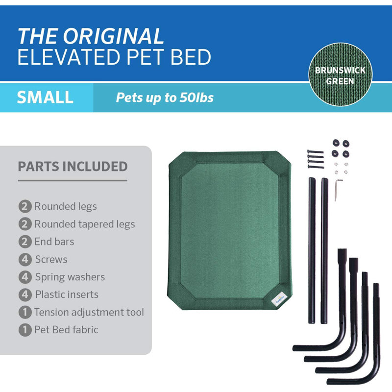 Small Brunswick Green Elevated Orthopedic Outdoor Pet Bed