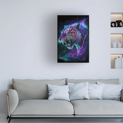 Wrapped Canvas Wall Art - Wumples  'Sabertooth 1' Wall Art for Living Room, Bedroom, or Office Décor  - 22x32