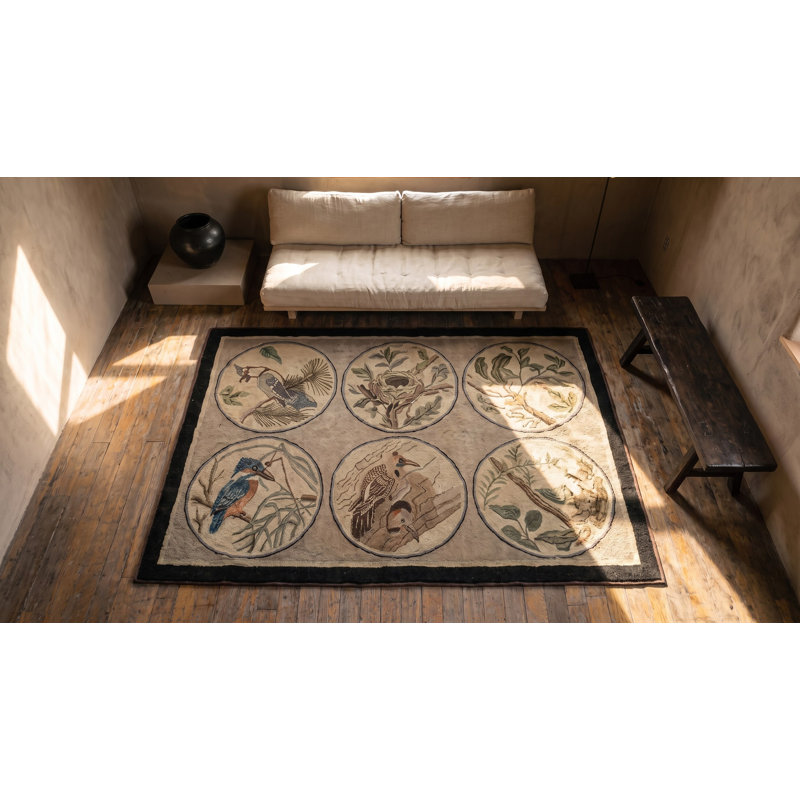 Tapis d'oiseau antique crochu