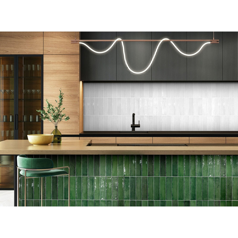 Kimpton 3" x 12" Ceramic Wall Tile, Green