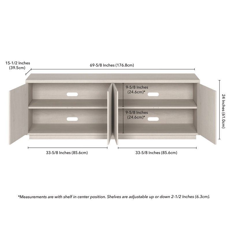Hanson Rectangular TV Stand For TV's Up To 75", Alder White