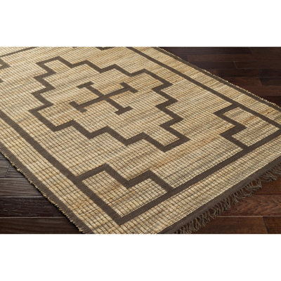 Tapis brun clair / brun en jute tissé à plat à la main Edelia