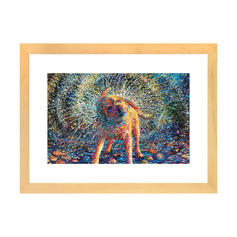 «Secouer» par Iris Scott - reproduction d'art, H 24 po x l 32 po x P 1 po, Toile avec cadre en bois beige, Blanc