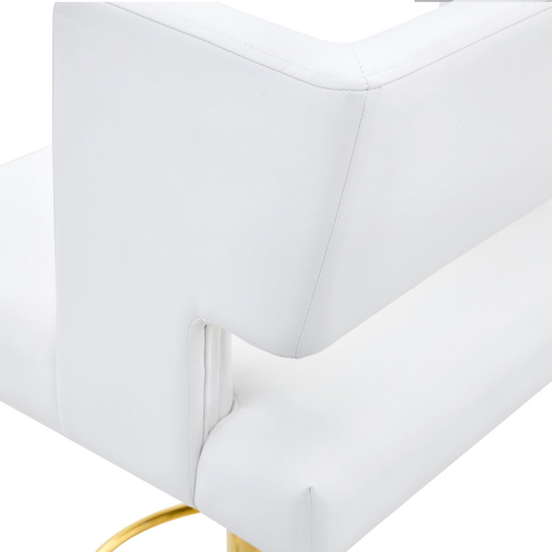 Tabouret de bar ajustable en similicuir, Siège blanc / cadre doré