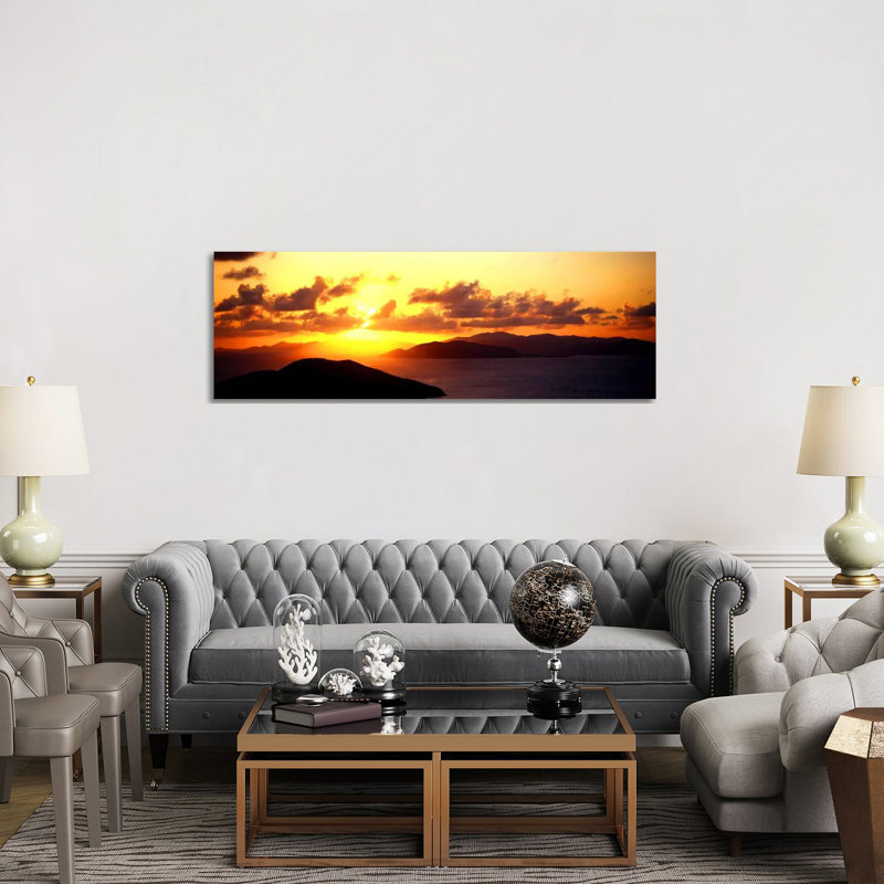 Sunset Virgin Gorda British Virgin Islands 1 Piece Wrapped Canvas Panoramic Wall Art, 152.4 cm H x 50.8 cm W x 1.91 cm D