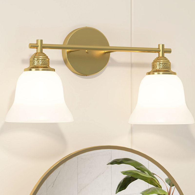 Bathroom Vanity Lights With With Frosted Glass Shades, 2 Lights