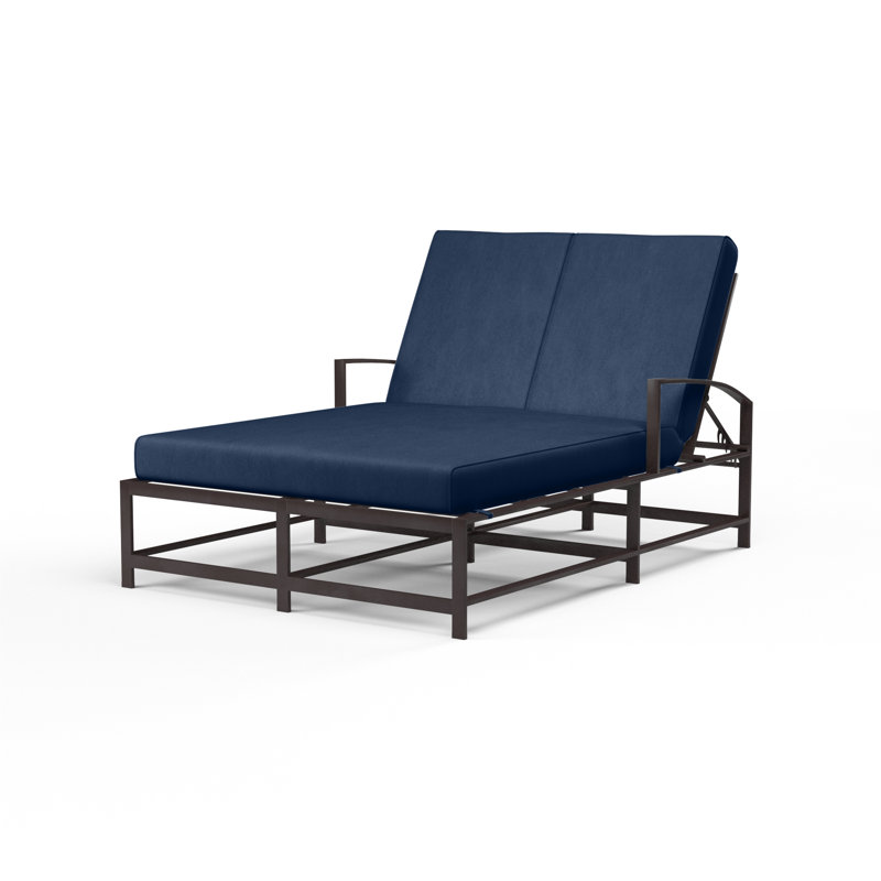 La Jolla Double Chaise Lounge with Cushion, Echo Midnight Sunbrella®