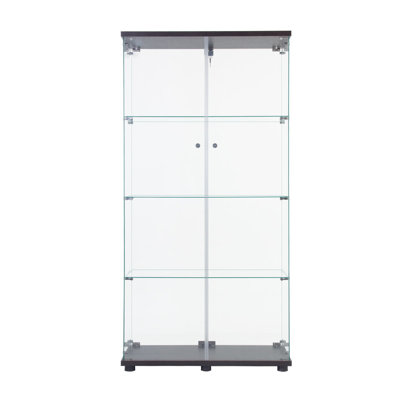 Vitrine vitrée à deux portes avec 4 tablettes, noir