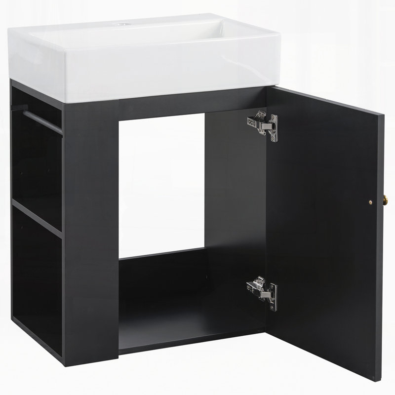 Meuble-lavabo 20 po avec lavabo en céramique, Noir