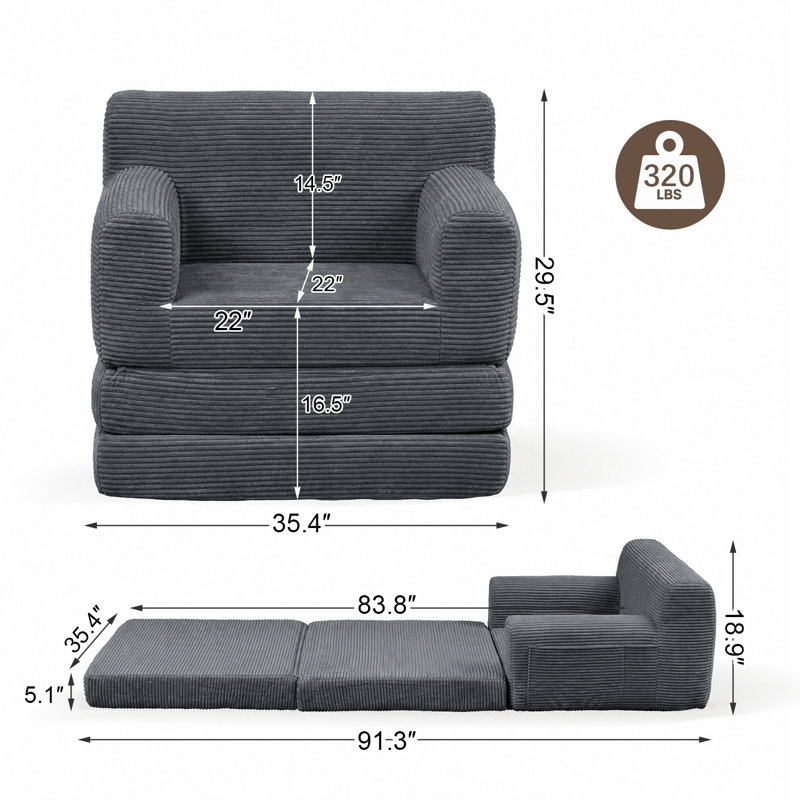 Canapé-lit modulaire à compression Boneless, Gris