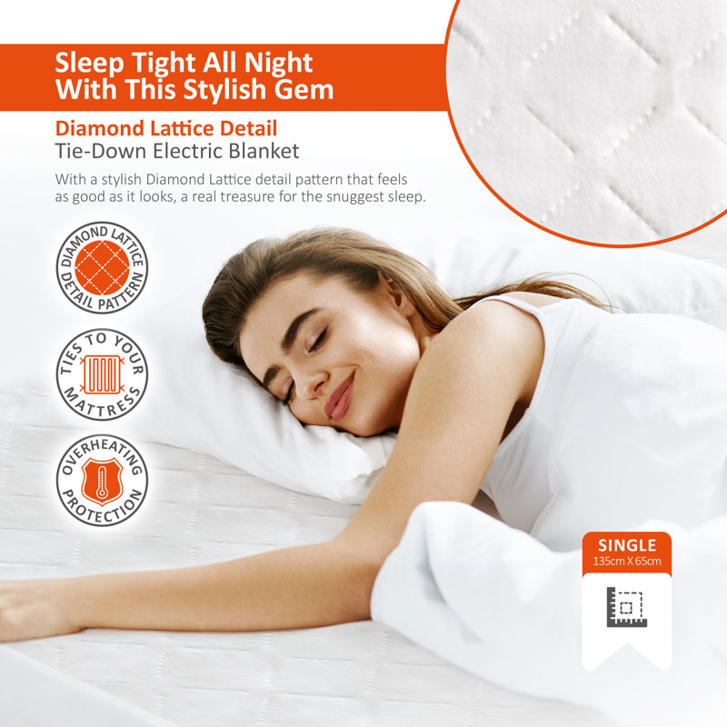Warmer Diamond-Lattice Electric Blanket, W65 x L135cm