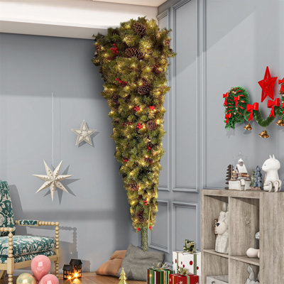 6ft Upside Down Hanging Quarter Tree, Christmas Tree Hanging From The Ceiling -  The Holiday AisleÂ®, F570D186C00342A8ABC0646DC8F1E15A