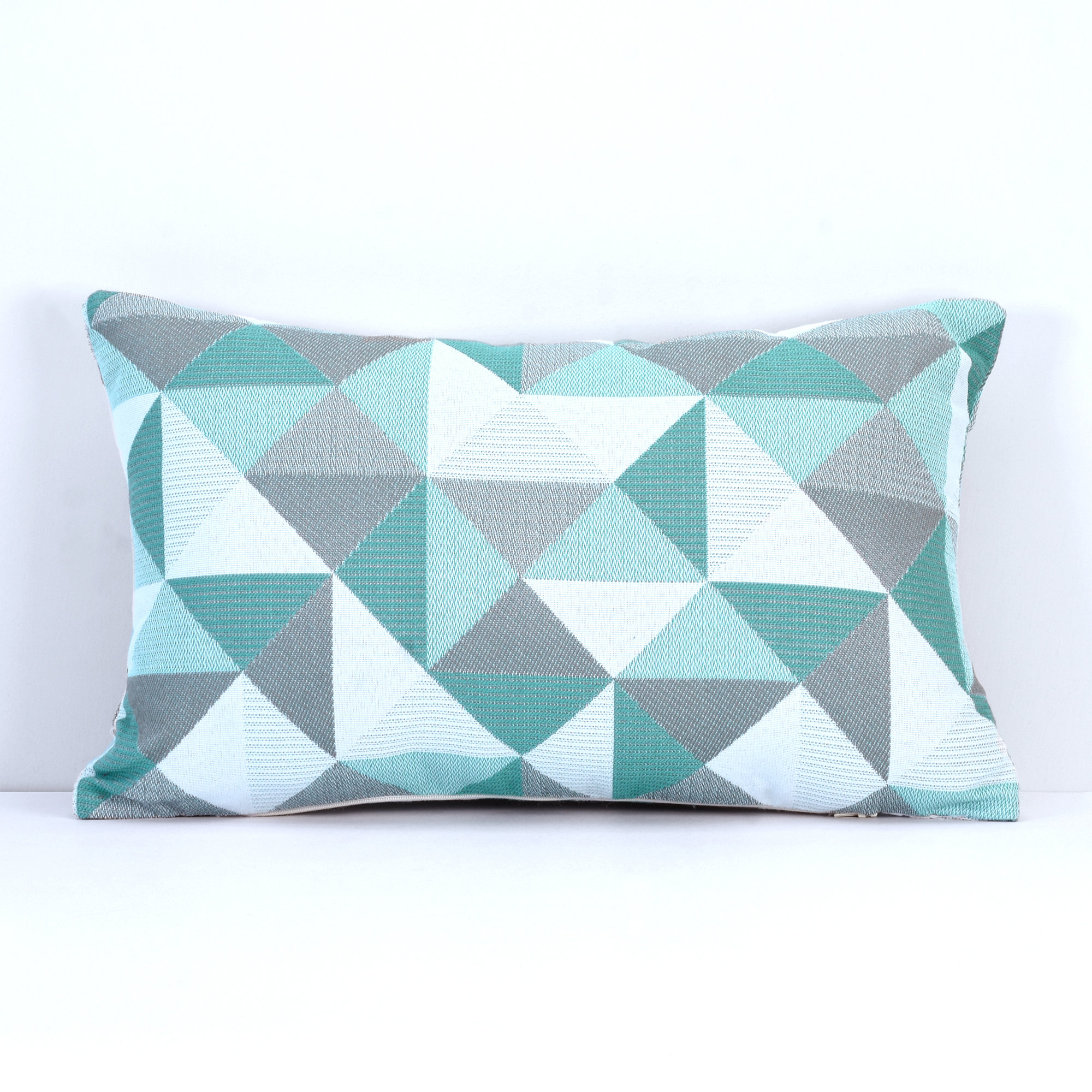 Pacifica Geometric Fabric Indoor/Outdoor Lumbar Throw Pillow, Lakeside