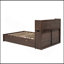 Lit plateforme pleine grandeur avec tablettes coulissantes, lit gigogne simple et 2 tiroirs, espresso