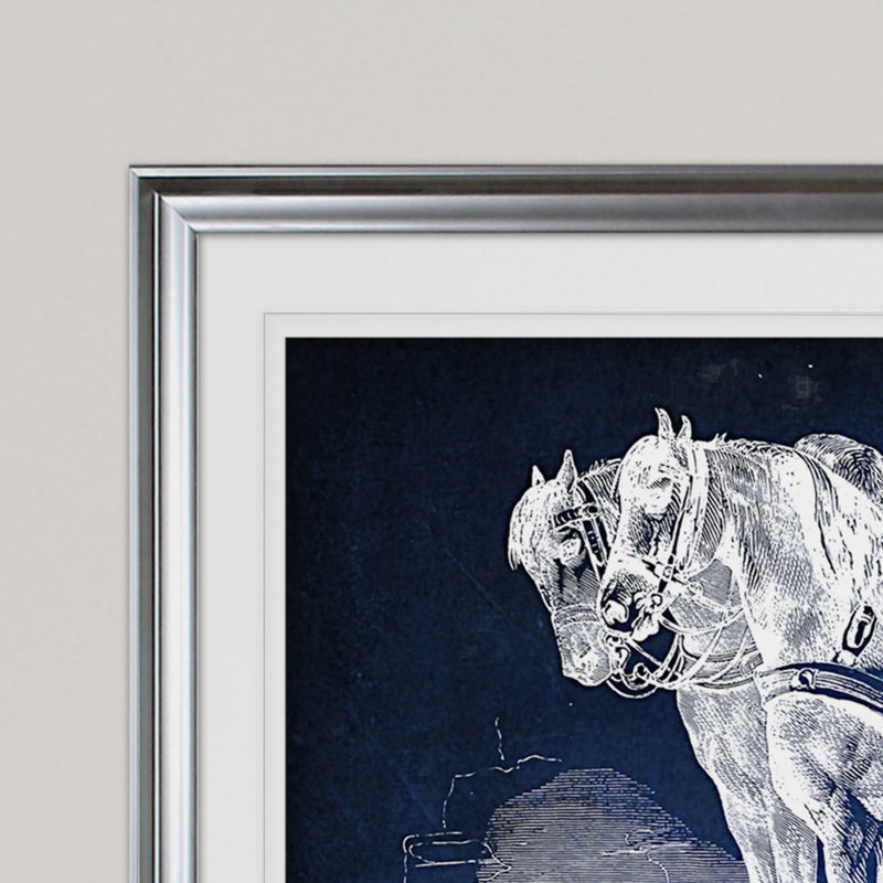 « équin assiette iii », impression, Cadre argenté, H 31 po x l 43 po x P 1,5 po, Blanc mat