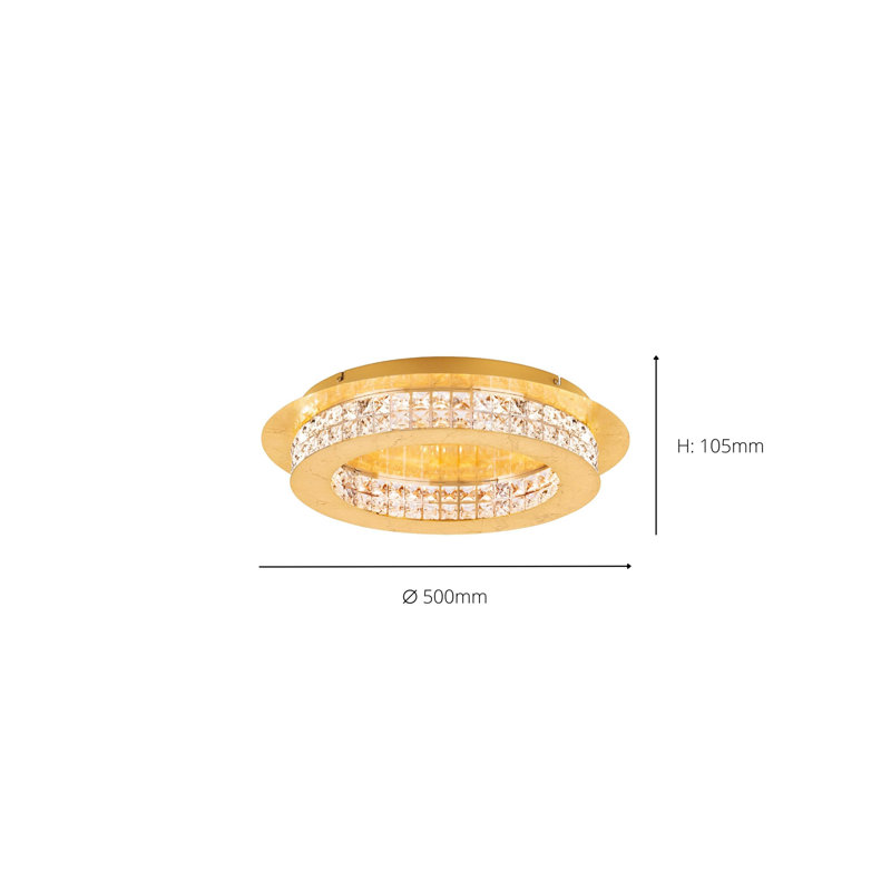 Levan Glass Flush Mount, Brushed Gold