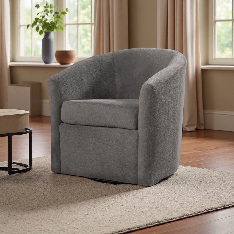 Fauteuil d'appoint pivotant Barrel, Brun cendré