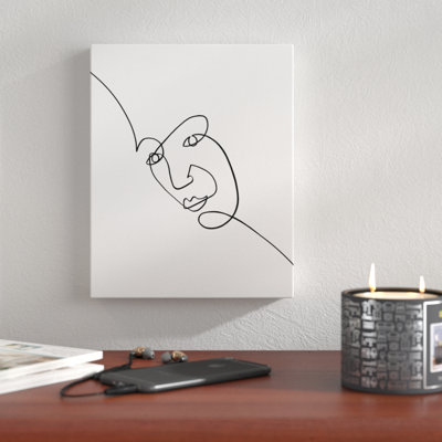 'Single Line Beauty' Drawing Print on Wrapped Canvas
