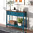 Farmhouse Style Console Table with 2 Drawer and Bottom Storage Shelf for Entryway, Rustic Side Table with Storage Drawer and Shelf for Living room, Hallway(Pagoda Blue)-2083540826