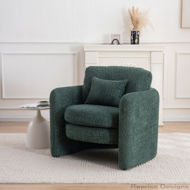 Chaise de coin ronde ronde avec coussin pour espaces modernes, Vert