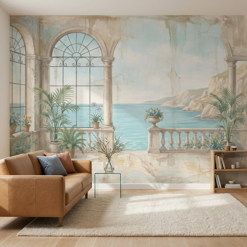 Panneau mural Coastal Terrace, 100 po x 96 po, Non tissé