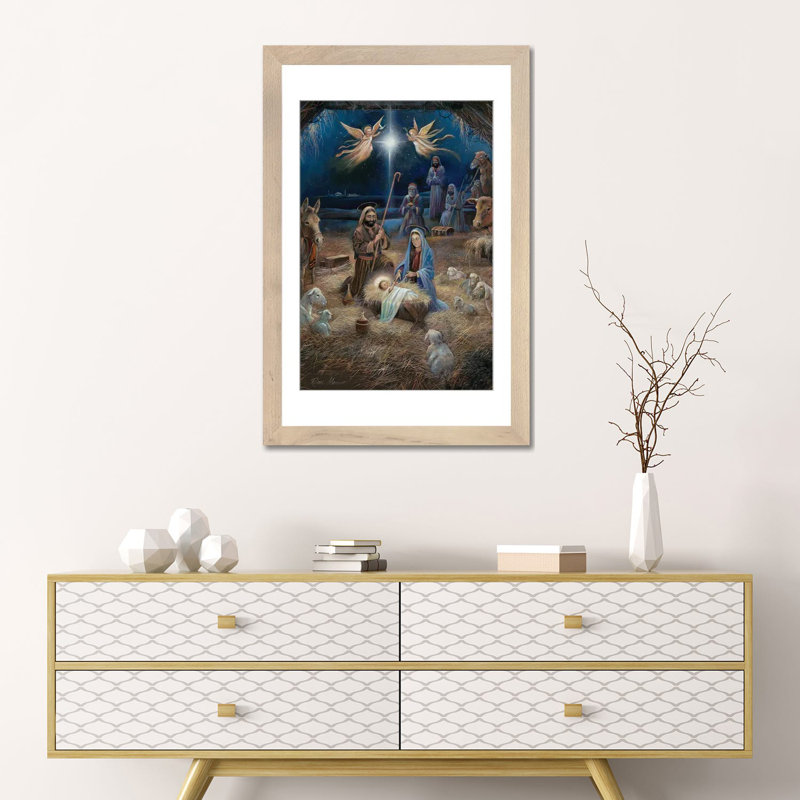 Silent Night - reproduction d'art murale - papier d'art encadré, H 24 po x l 16 po, Beige