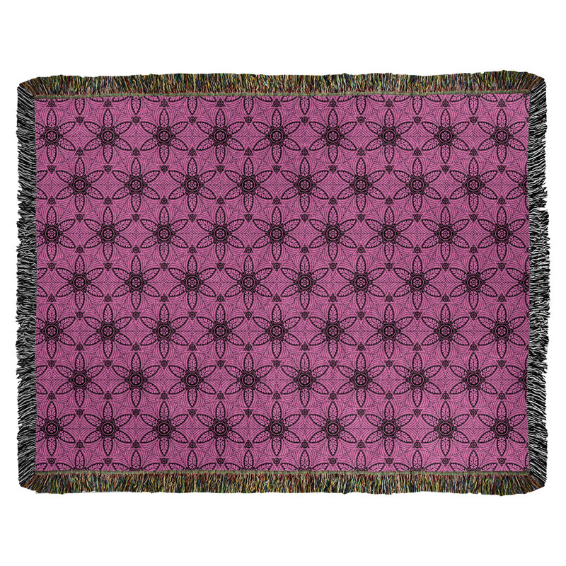 Couverture en coton tissé Katelyn Elizabeth, l 60 po x L 80 po, Rose foncé