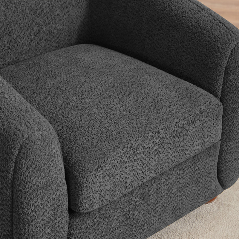 Fauteuil demi-tonneau en polyester 36,6 po Mykel, Polyester gris foncé