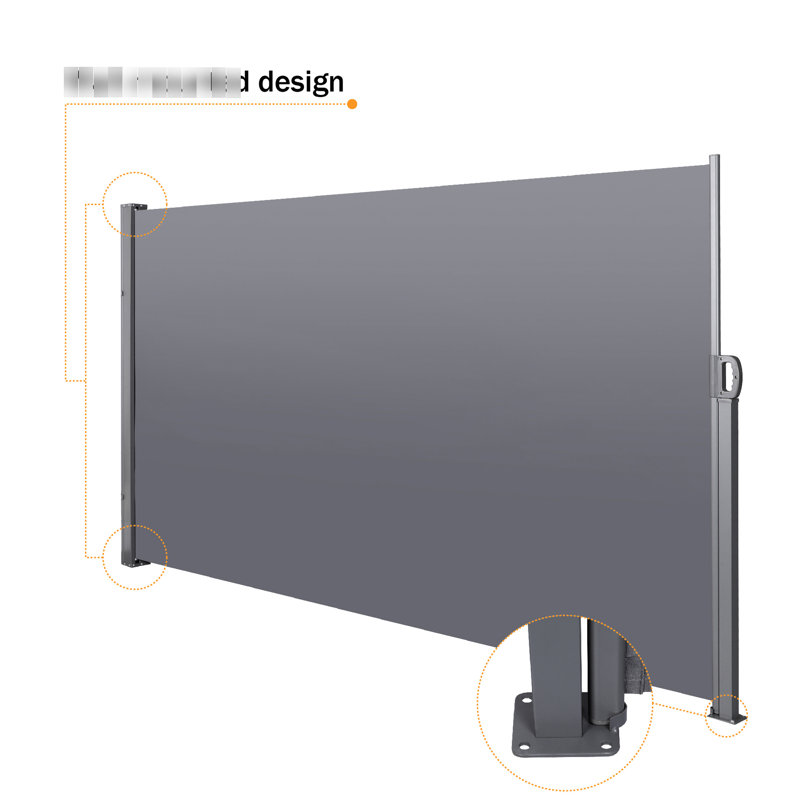 Écran d'intimité rétractable - et imperméable, gris foncé pour séparateur de patio gris, L 120,53 po x P 61,65 po