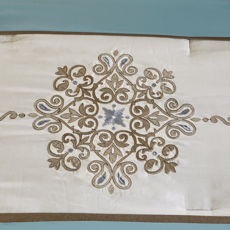 Caroline Queen Brown and Blue Jacquard Comforter Set