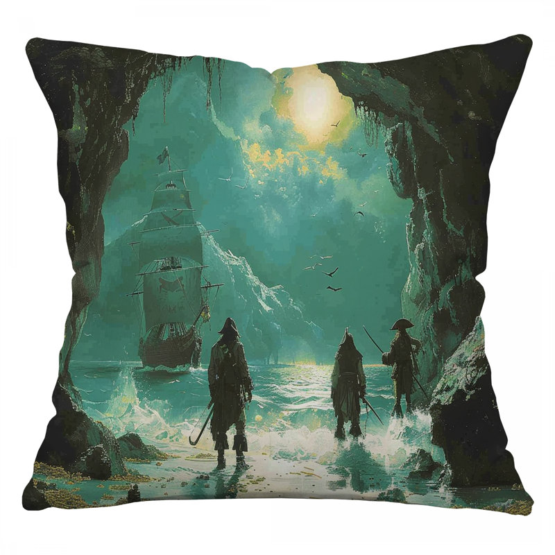 Coussin Pirate Cove, coussins en sergé de coton Adventure, H 14 po x l 14 po