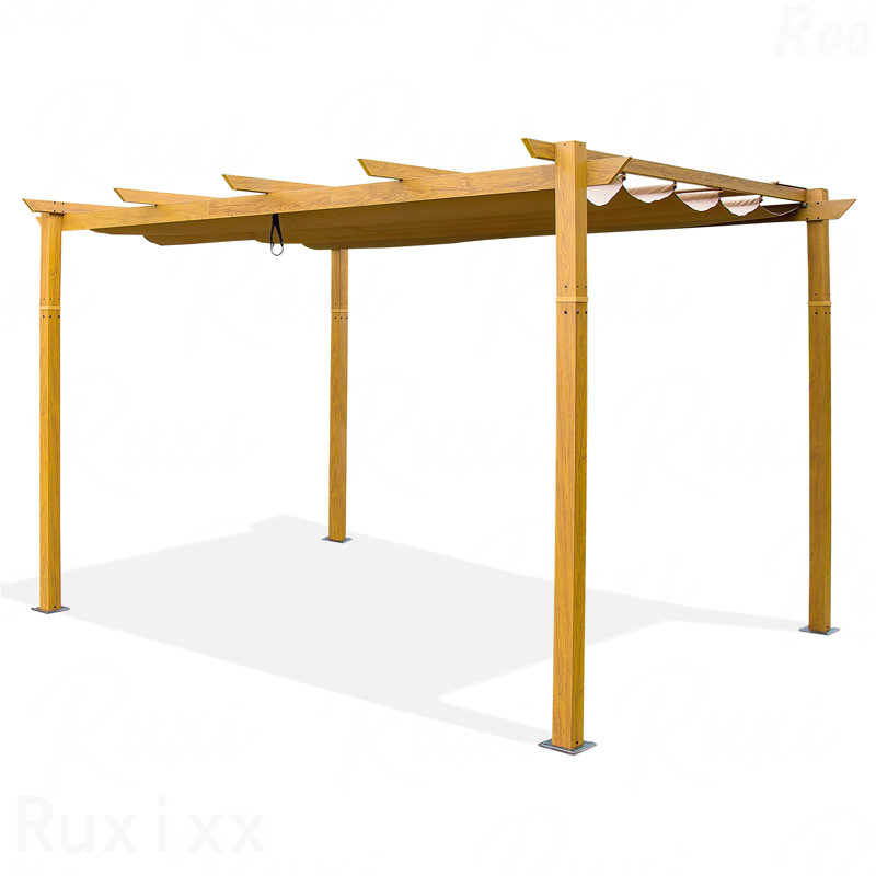 Gazebo Aluminum, For Outdoor Use With Retractable Canopy, Yellow