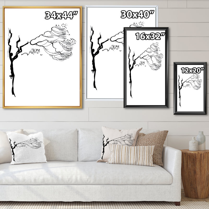 Graphiques en noir et blanc I - peinture sur toile, H 32 po x l 16 po x P 1 po, Cadre flottant blanc