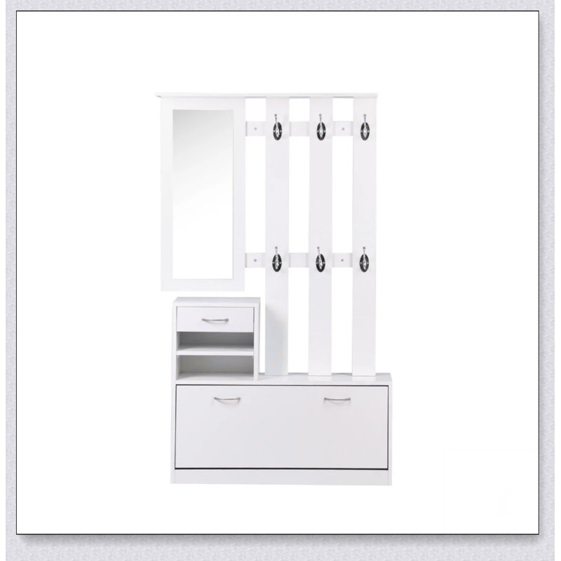 Armoire à portes combinées avec armoire à chaussures + tablette suspendue + miroir