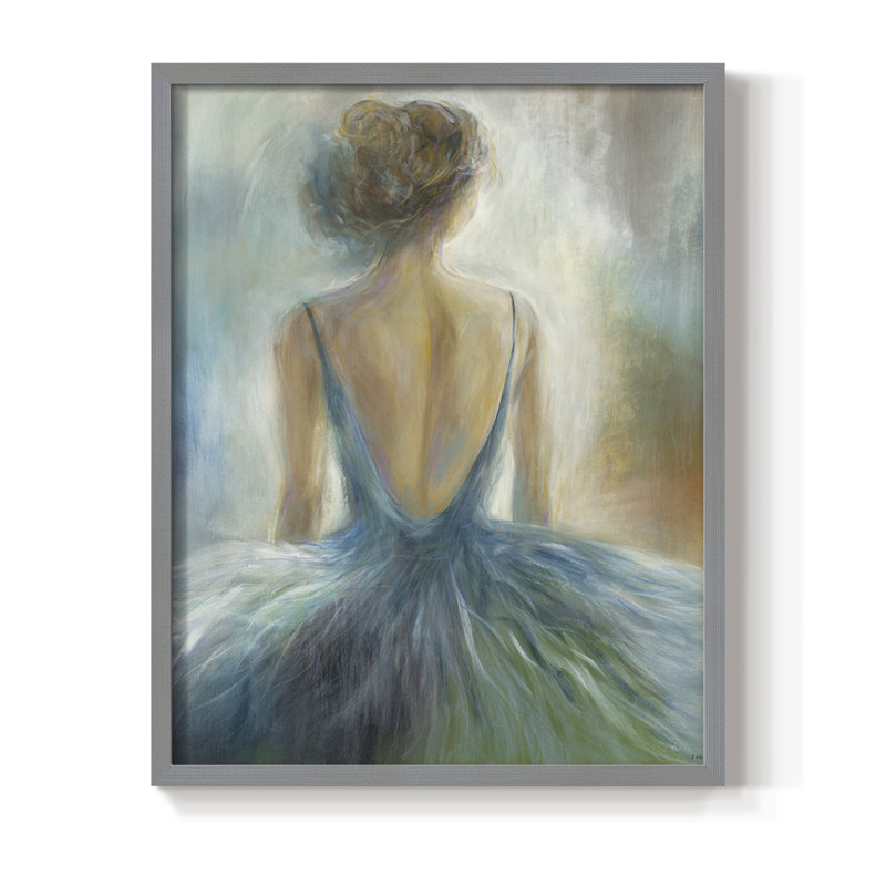 «Lady in Blue», reproduction encadrée - bois massif, H 21 po x l 17 po, Gris