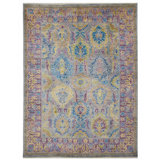 Hand Knotted Wool Area Rug in Gray And Purple