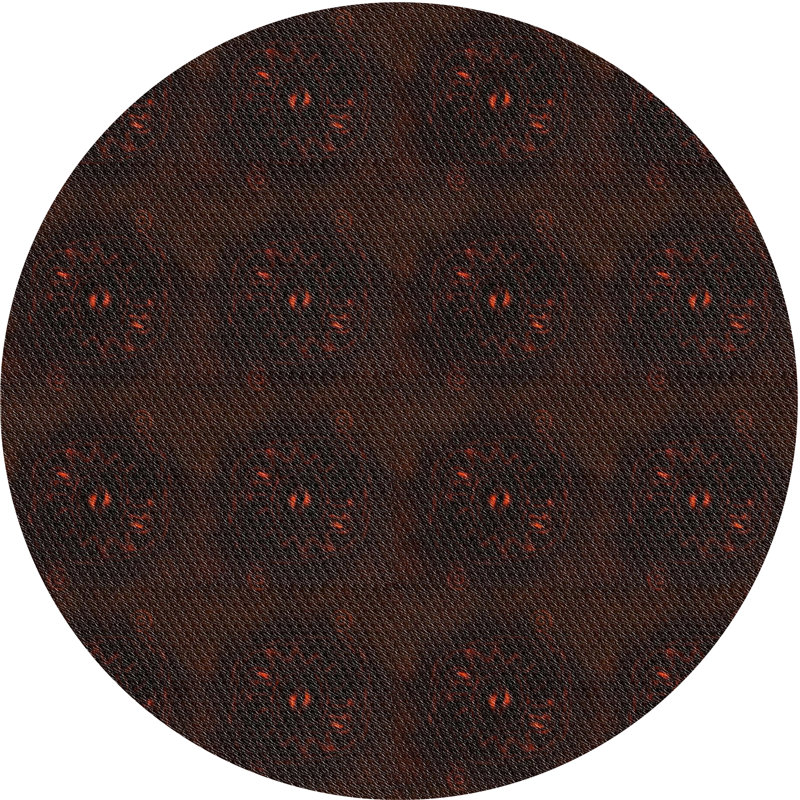 Tapis de zone noire à motifs, Rond 5 pi